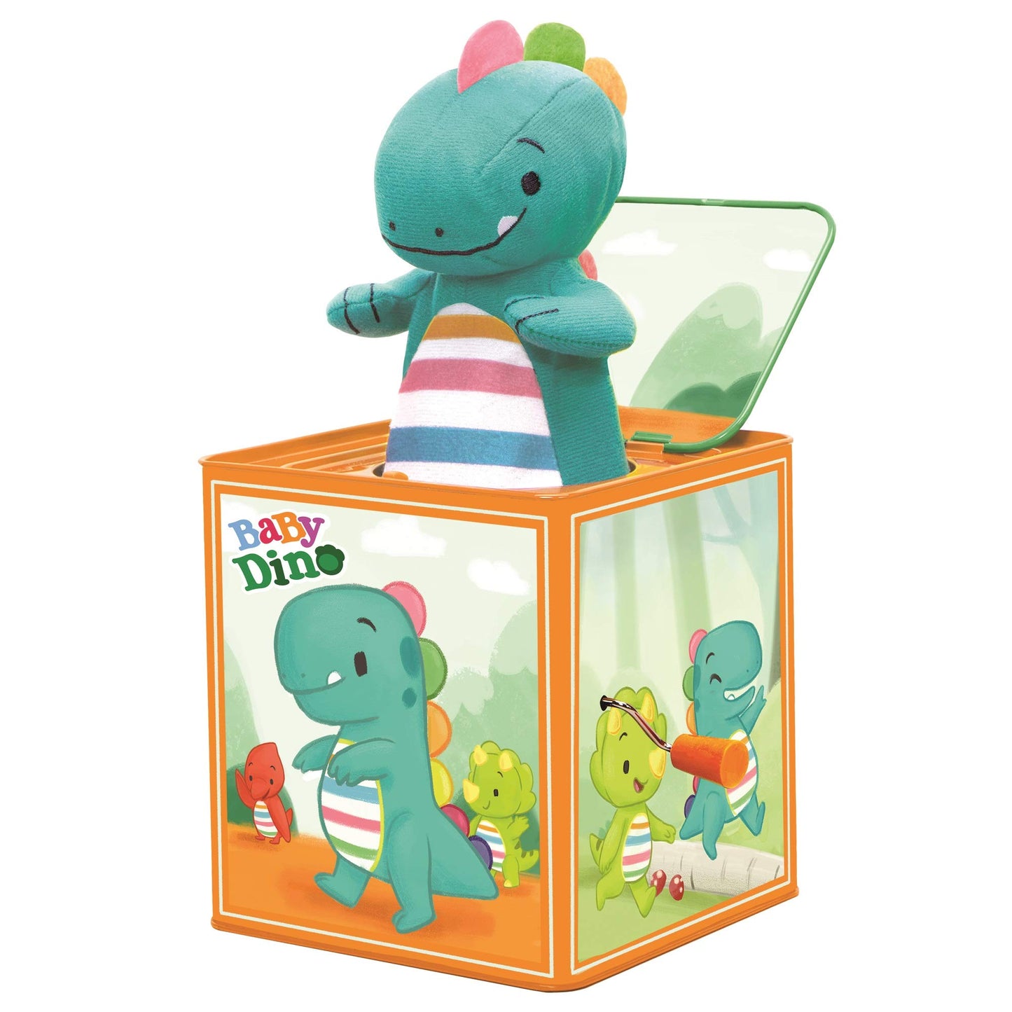 Schylling Brand Baby Dino Jack In The Box - Classic Tin Musical Popping Toy - Ages 18 Months To 4 Years