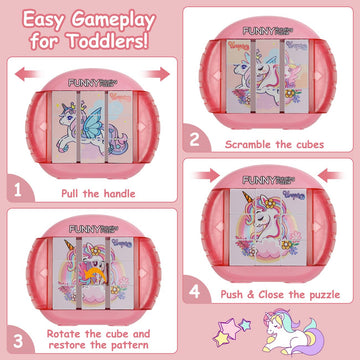 Fullware Rotating Puzzle For Kids 3 4 5 6 7 8 Year Old, 4 Puzzles In 1, Toddlers Travel, Car, Airplane, Road Trip Activities, Fi