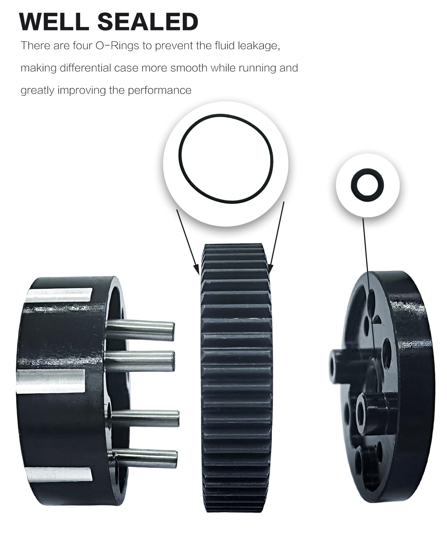VICRAZZE Sealed Differential Case CNC Machined with Hardened Steel cog Differential Gear for 1/10 Traxxas Stampede, Rustler, Ban