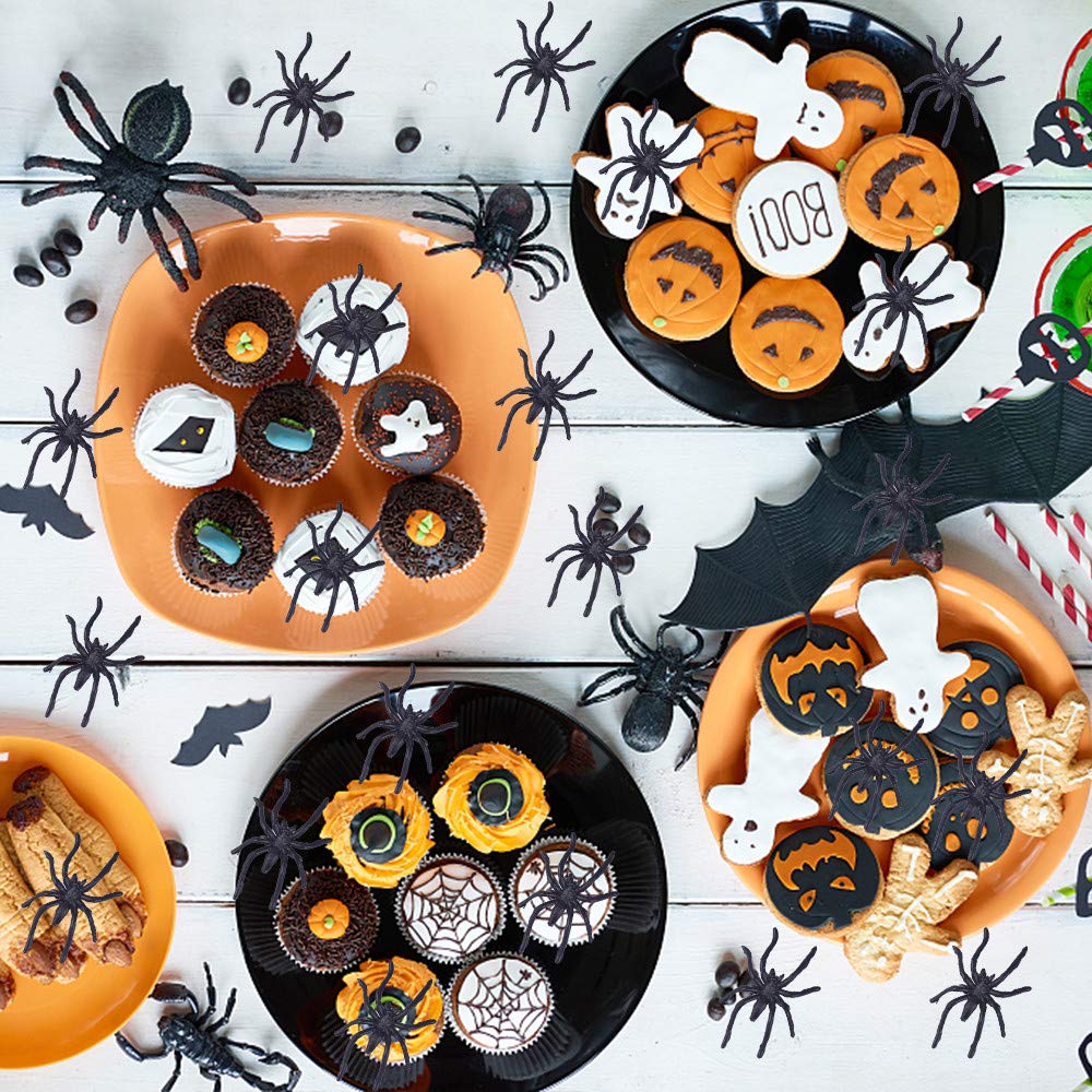 Max Fun 300pcs Halloween Spider Rings for Kids Party Favors 1.96 Plastic Spider Rings Bulk for Kids Costume Accessories Party De