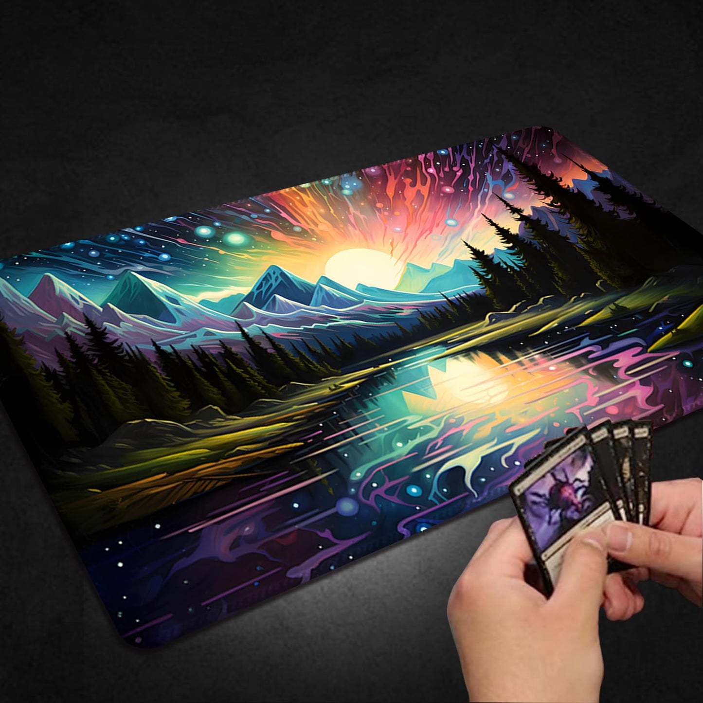 Malqiqi Playmat For Mtg, With Free Storage Bags,Game Mat 24 X 14 Inches, Tcg And Board Game Mat For Cards,Mousepad Desk Mats (Re