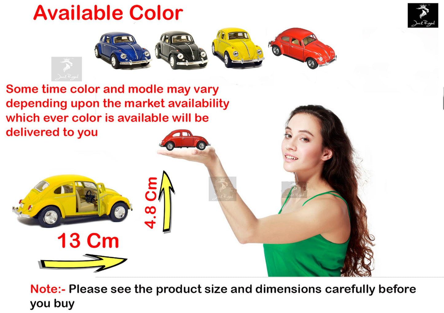 KiNSMART 1967 Volkswagen Classic Beetle Die Cast Metal Model Toy 5 Inch Yellow KT5057D-Yellow