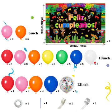 Mexican Themed Party Decorations Fiesta Party Supplies Balloons Garland Arch Kit Feliz Cumpleanos Backdrop Tablecloth Cinco De M