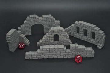 Endertoys Ruined Stone Walls Set A, Terrain Scenery For Tabletop 28Mm Miniatures Wargame, 3D Printed And Paintable