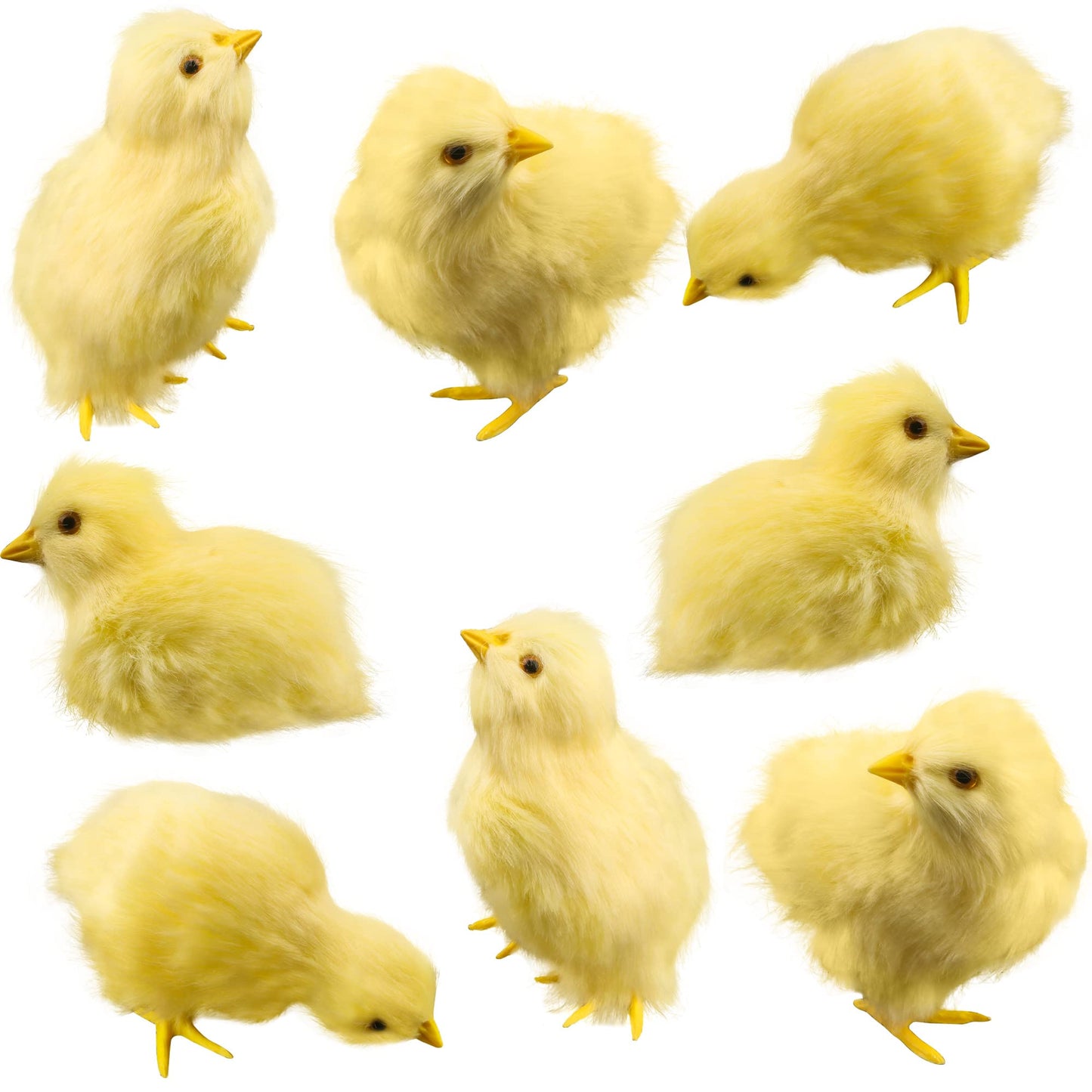 8 Pcs Realistic Easter Chicks Simulated Fluffy Chicken Yellow Chicken Figurines For Easter Egg Fillers Easter Party Favors, 4 St
