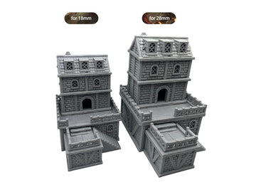 Paintable Tabletop Miniature Building Terrains Compatible with D&D and Alike RPG War Games - 18mm/28mm Scale Scenery with Mediev