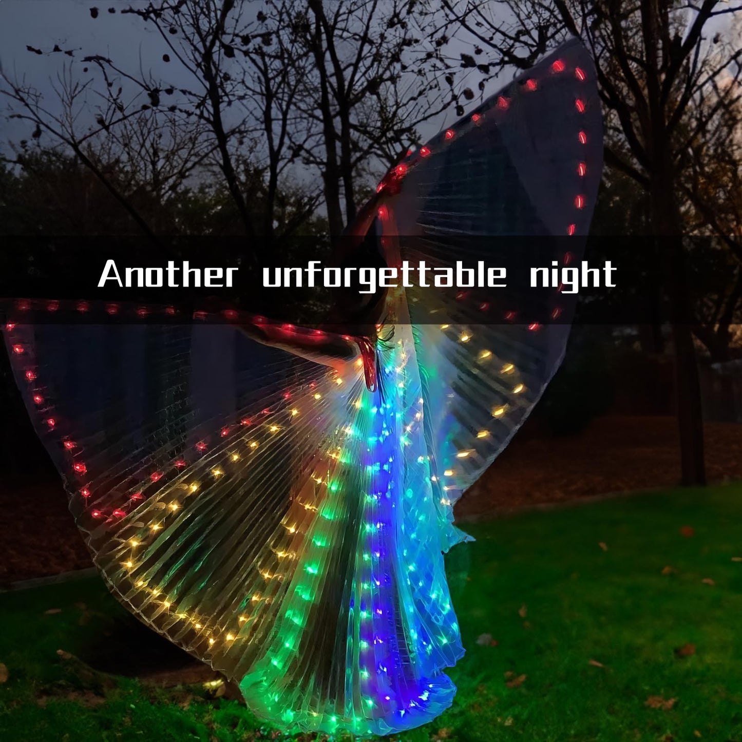 Zfbird Led Wings Halloween Butterfly Wings Light Up Moth Cape (55Inch For Adults, Colorful Lights)