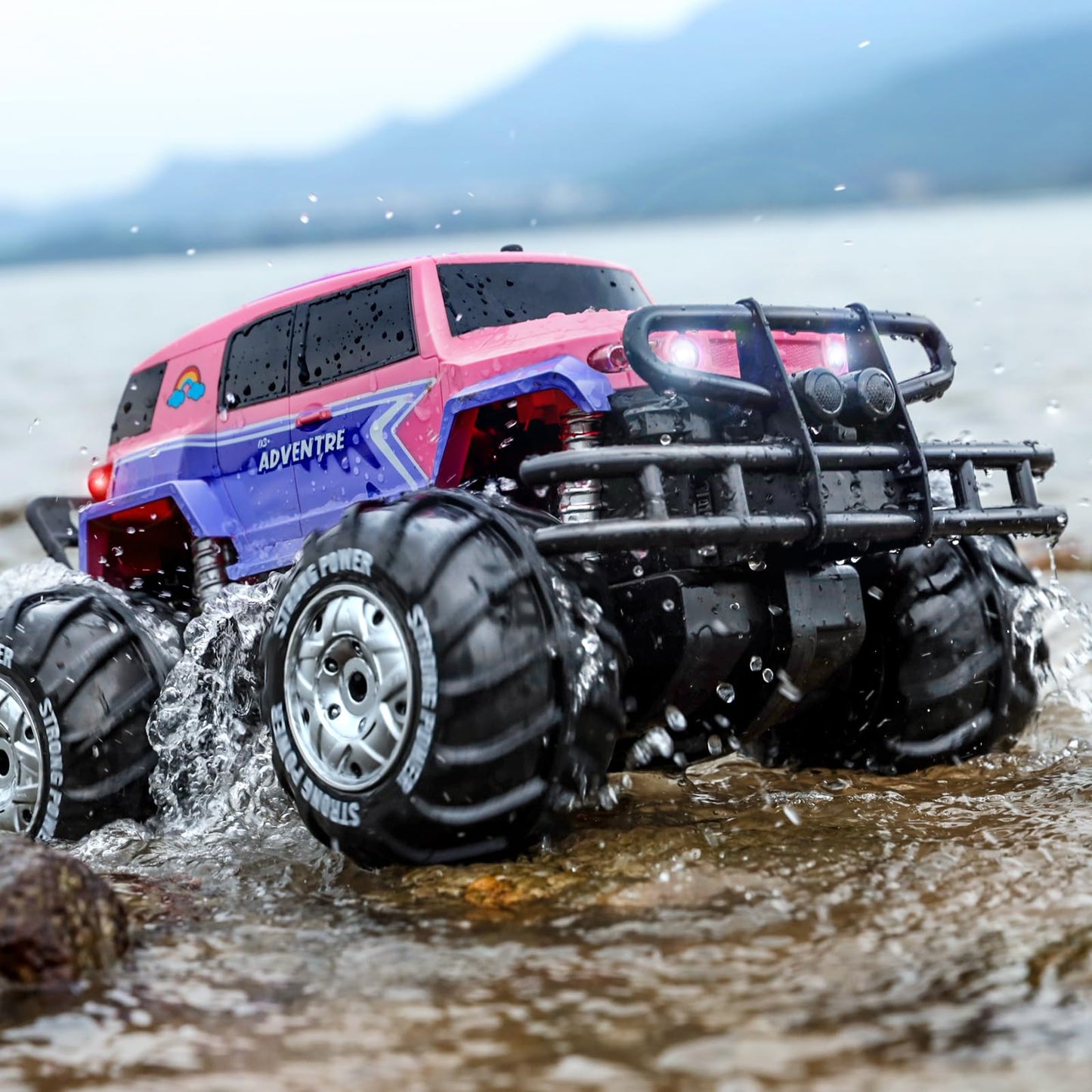 Ruko 1601Amp3 Amphibious Rc Truck For Girls, Ipx6 Warterproof Monster Truck, 1:10 Large Remote Control Car For All Terrain, 2 Re