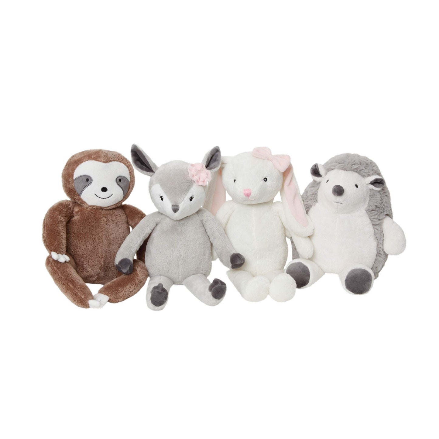 Little Love By Nojo Lucy The Grey & White Plush Deer With Pink Rose, Grey, White, Pink