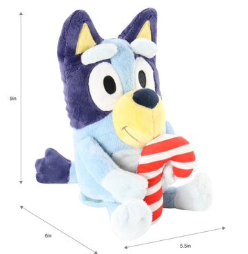 Animal Adventure Bluey Holiday Mini Animated Plush 9" - Official Collectible, Blue, Polyurethane