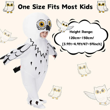 Searhmomo Inflatable Owl Costume for Kids Halloween Owl Blow Up Costumes Animal Inflatable Costume for Girls Boys Themed Party