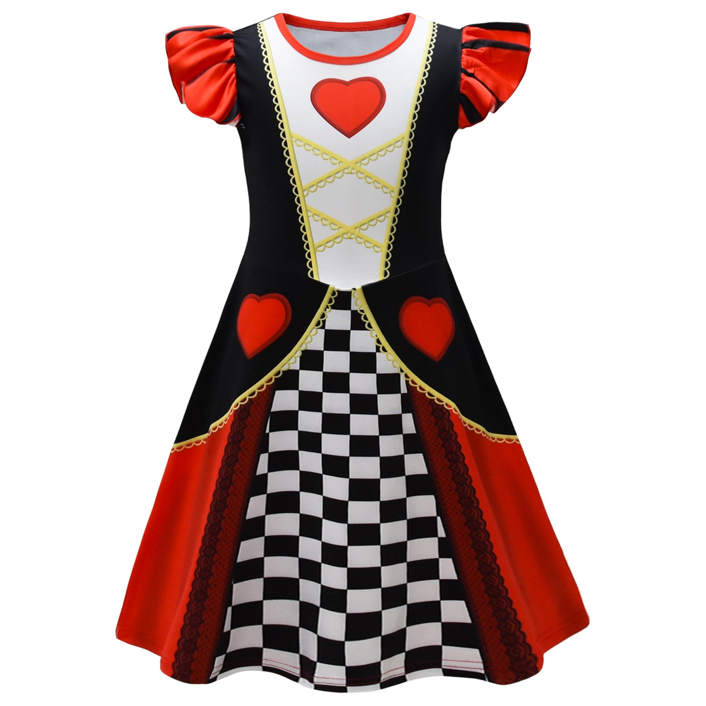 Aovclkid Red Hearts Princess Costume Queen Dress For Girls Birthday Party Dress Halloween Cosplay Outfits(5T,Red)