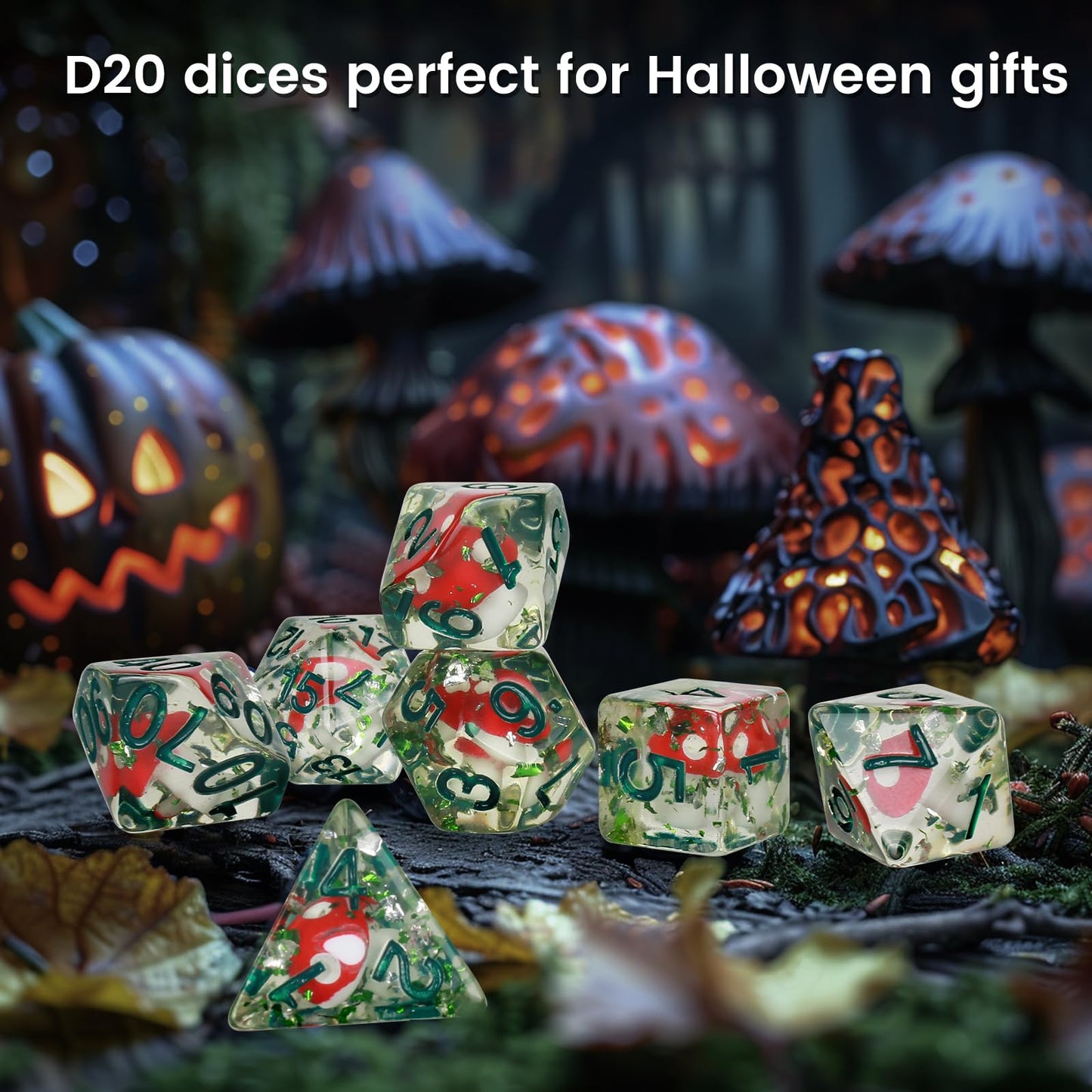 Oricraft Poisonous Mushrooms Dice Dnd Dice Set With Poisonous Mushrooms Inside Dungeons And Dragons Polyhedral Role Playing Gami