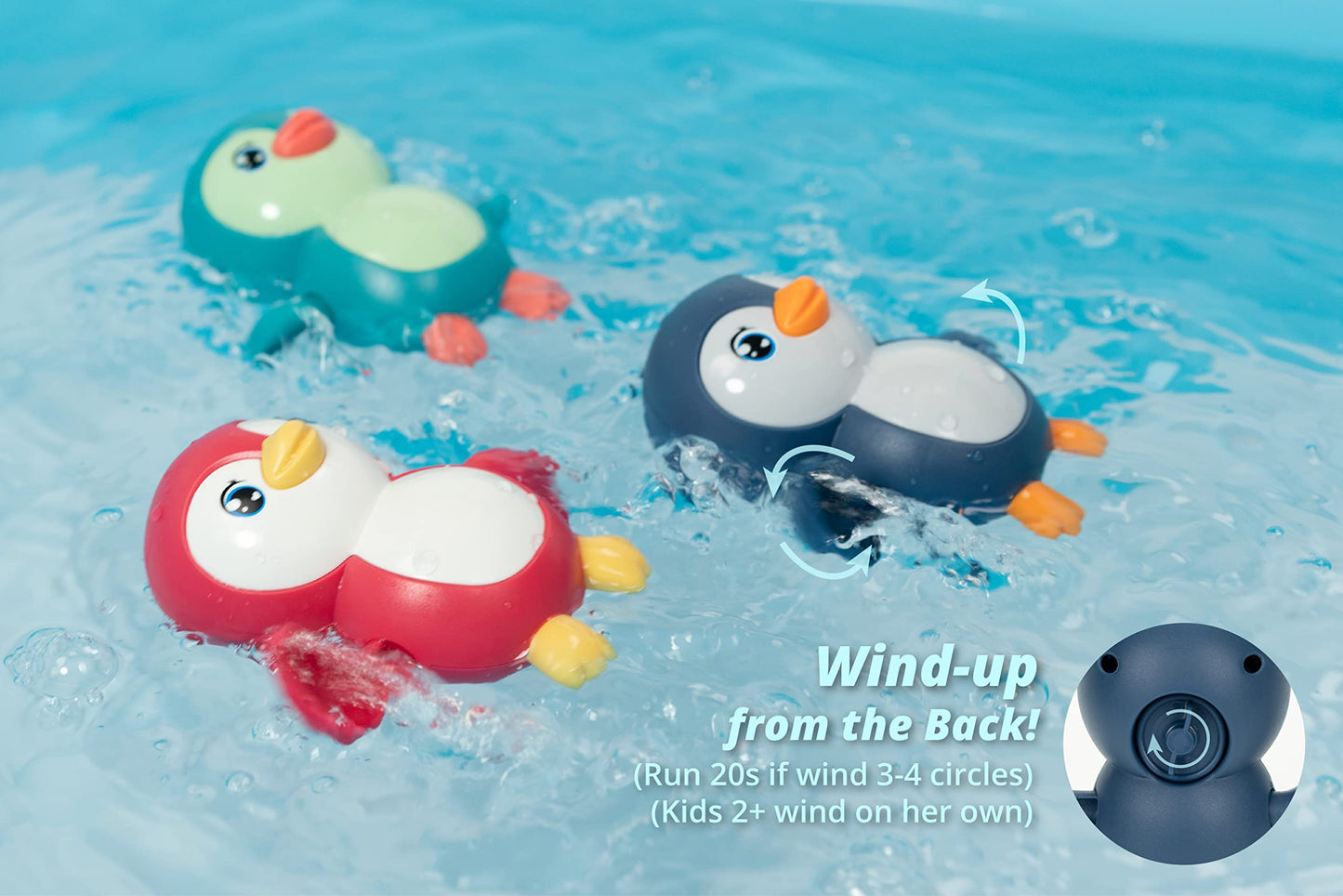 Duckboxx Xx Bath Toys Wind Up Backstroke Swimming Penguins For Kids 18M+ (3Pcs)