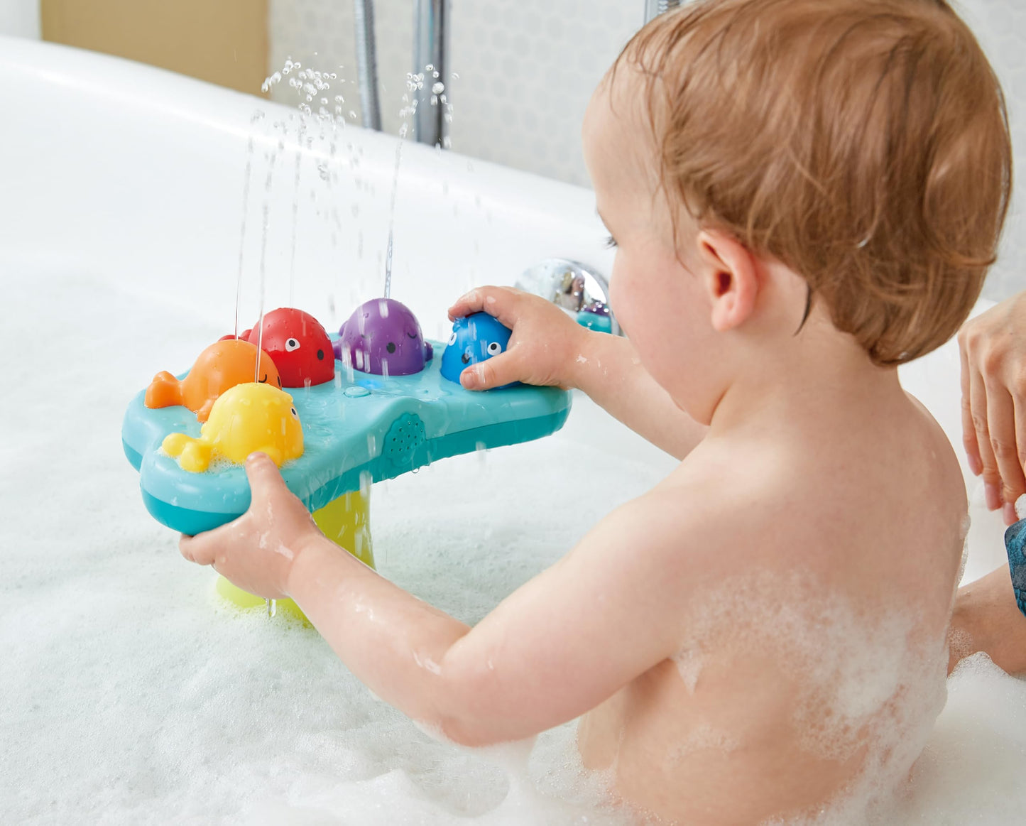 Hape Music Fountain Bath Toy - Whale Design, 2 Play Modes, Plastic, 11x5.9x8.7 inches, Ideal for Toddlers, Model E0218