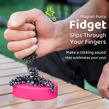 LiKee Easy-Shape Ferrite Putty Magnetic Fidget Toys for Men Women mature-themed Stress Relief Include Strong Magnet Base & 500+ Black Pebbles Captivating Desk Decoration Thoughtful Colleague Gifts (Pink)