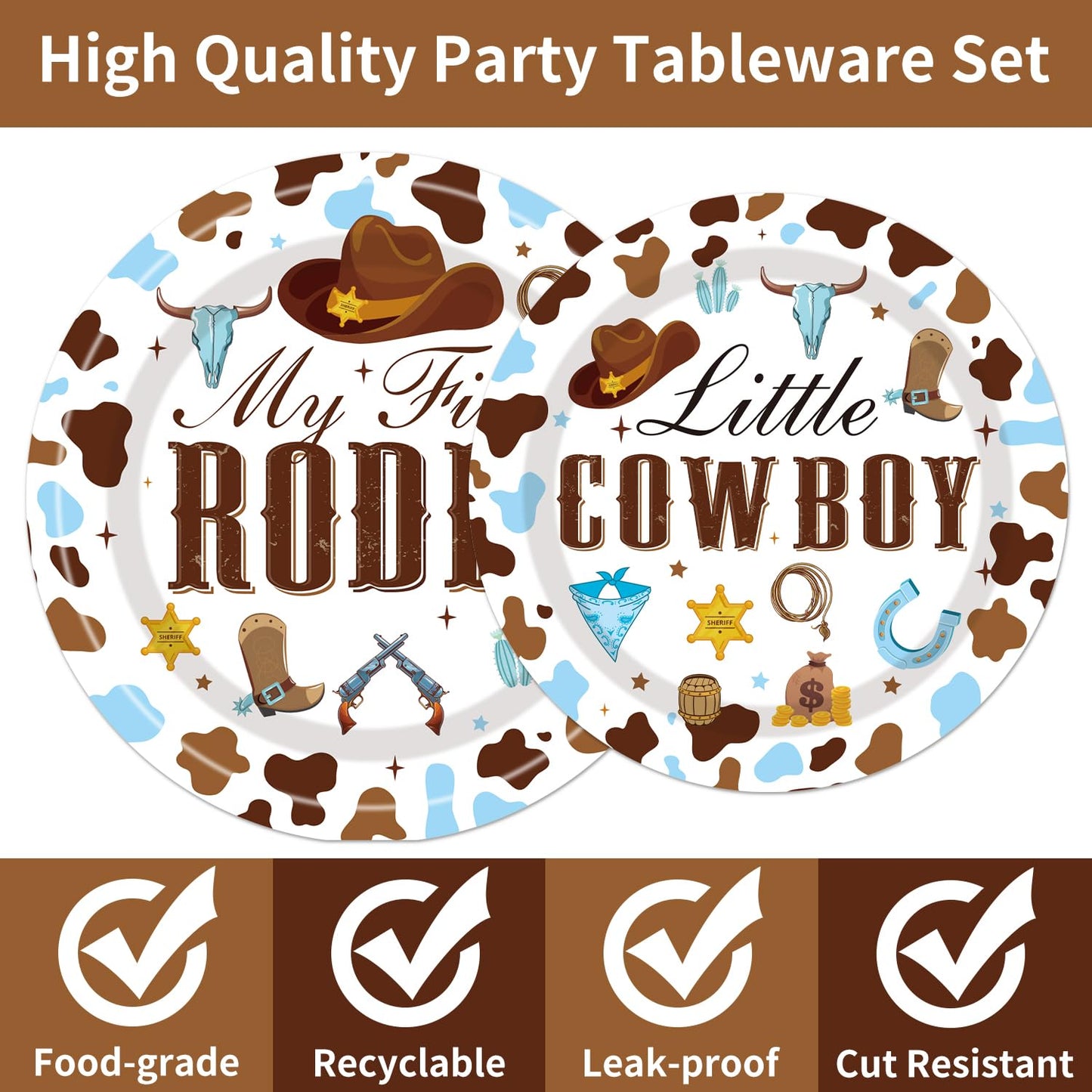 My First Rodeo Birthday Party Supplies - Western Cowboy 1St Party Decorations For Boy Baby Shower My First Rodeo Plates Napkin F