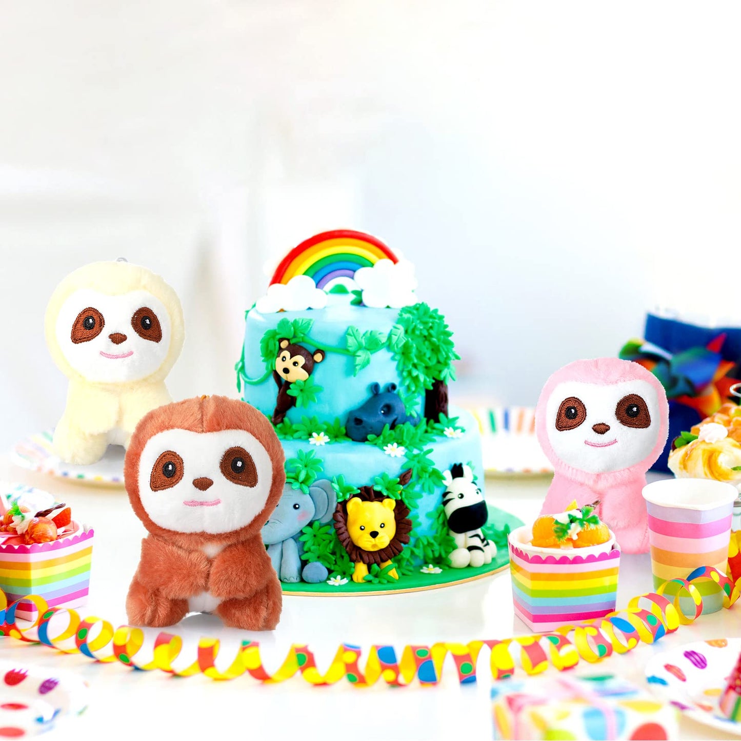 9 Pcs Mini Sloth Stuffed Animal Sloth Birthday Party Supplies Small Baby Shower Sloth Gifts Soft Huggable Adorable Jungle Animal Plush Toys Set For Party Favors Award 4 Inches (Brown, Pink, Beige)
