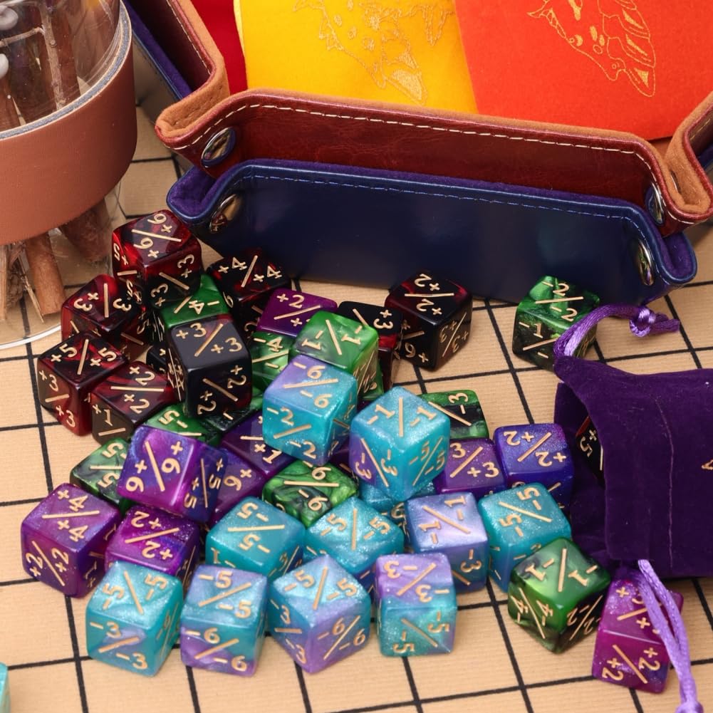 Magic The Gathering Counter Dice Set 48 Pcs D6 MTG Dice Life Counters Tokens Dice for Magic Card Game Accessories with 6 Pcs Dra