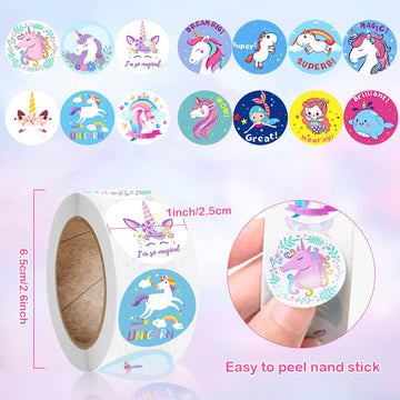 1000 Pcs Unico Stickers,Cute Unicorn Stickers Roll Diy Stickers 1 Inch Self Adhesive Diy School Craft Sticker,Unico Stickers For Birthday Party Crafts Gift Decor Stickers 2 Roll