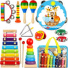 LOOIKOOS Wooden Toddler Musical Instruments Set for Kids, Multicolored, 12 Pieces, Educational Toys with Carrying Bag