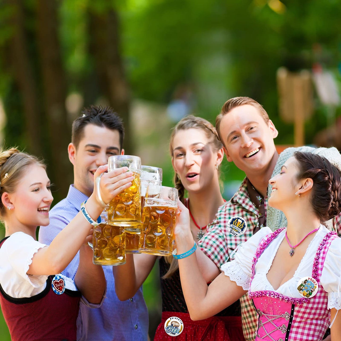 60 Pieces Oktoberfest Decorations Set, Include 30 Oktoberfest Buttons Pins Bavarian Style Badges And 30 Rubber Bracelets For German Theme Oktoberfest Bavarian Beer Festival Party Favors Supplies