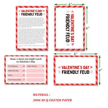 Valentine'S Day Friendly Feud Game Set, Valentine'S Day Game Supplies, Valentine'S Day Games For Adults And Teens, Feud Quiz, Va