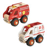 Kids Toyland Wooden Push Car Toys For Infants 18 Months, 2 Pcs Baby Vehicle Toys Hand Push Car Toys For 2 Year Old Boys Girls (Ambulance + Fire Car)