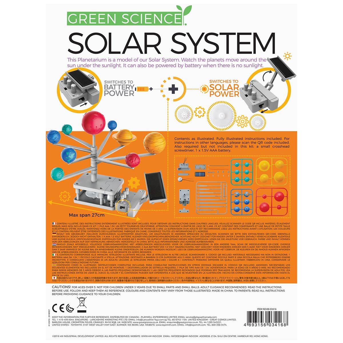 4M Green Science Rotating Solar System Kids Science Kit