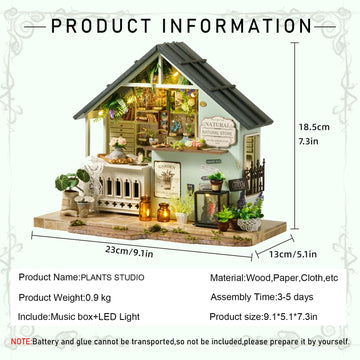 Cuteroom Miniature House Kits For Adults, Mini Dollhouse Wooden Furniture Kit, Diy Craft Kits Creative Room Tiny House For Decor