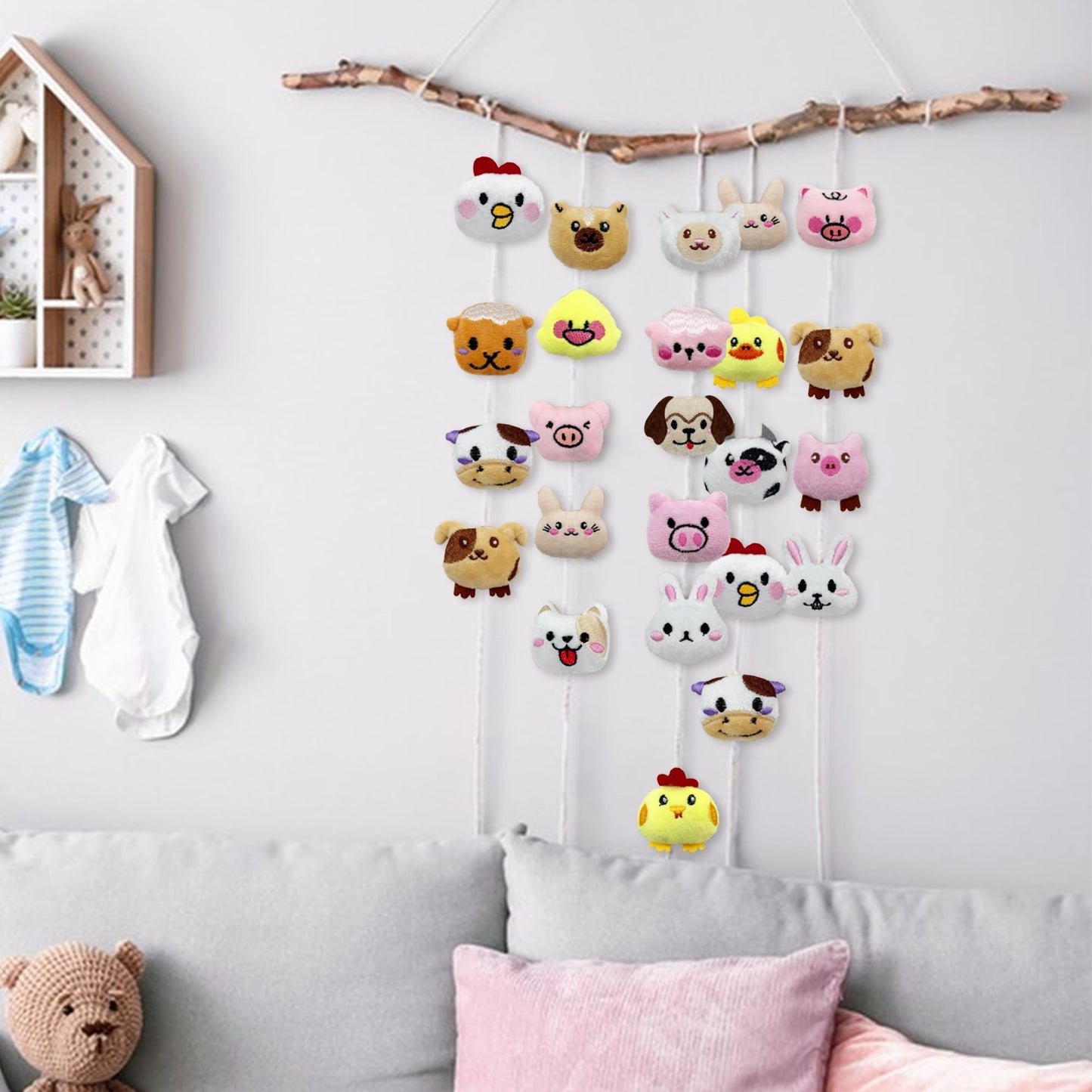 40 Pcs Mini Farm Animal Plush Toys Set Cute Small Animal Stuffed Keychain For Party Favors Keychain Ornament For Goody Bag Easte