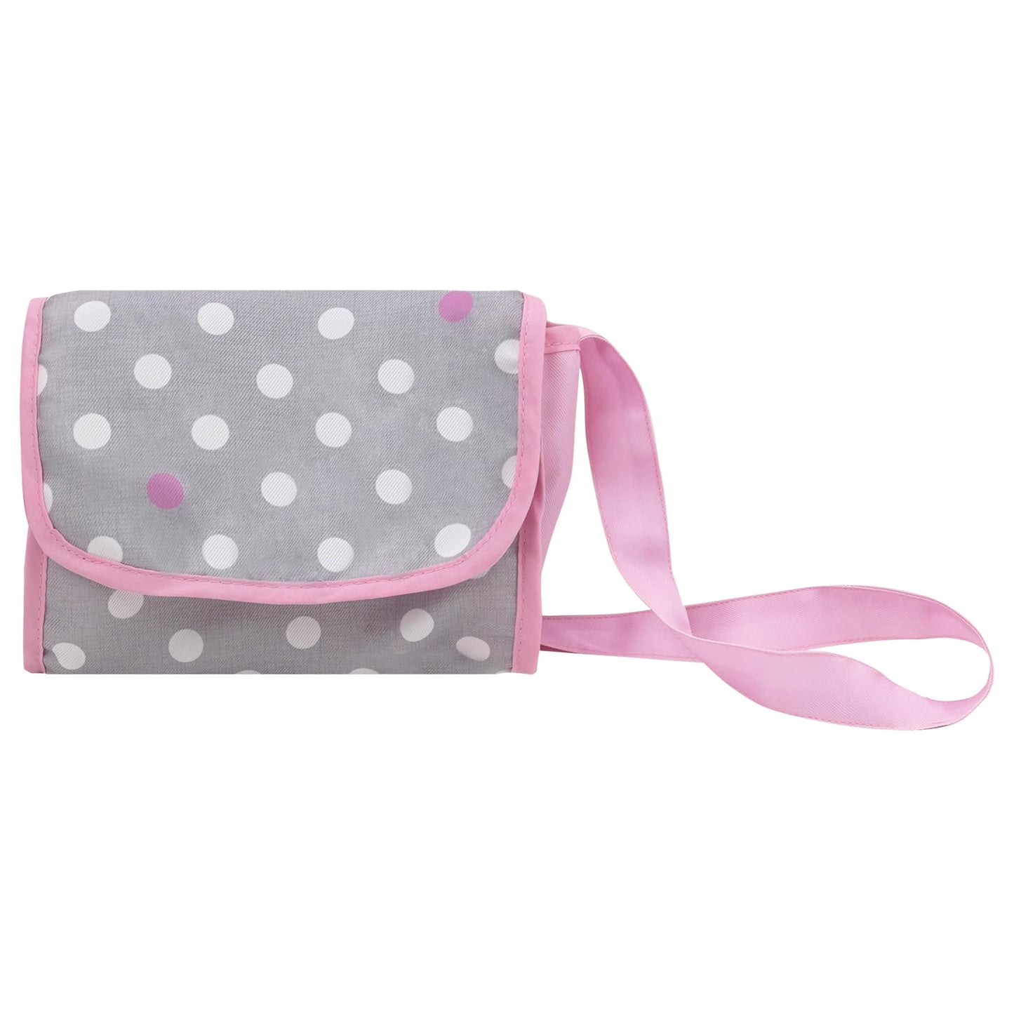 509 Crew: Cotton Candy Pink: Amanda Doll Pram - Pink, Grey, Polka Dot - W/Matching Handbag, Foldable, Removable Bassinet, Kids P