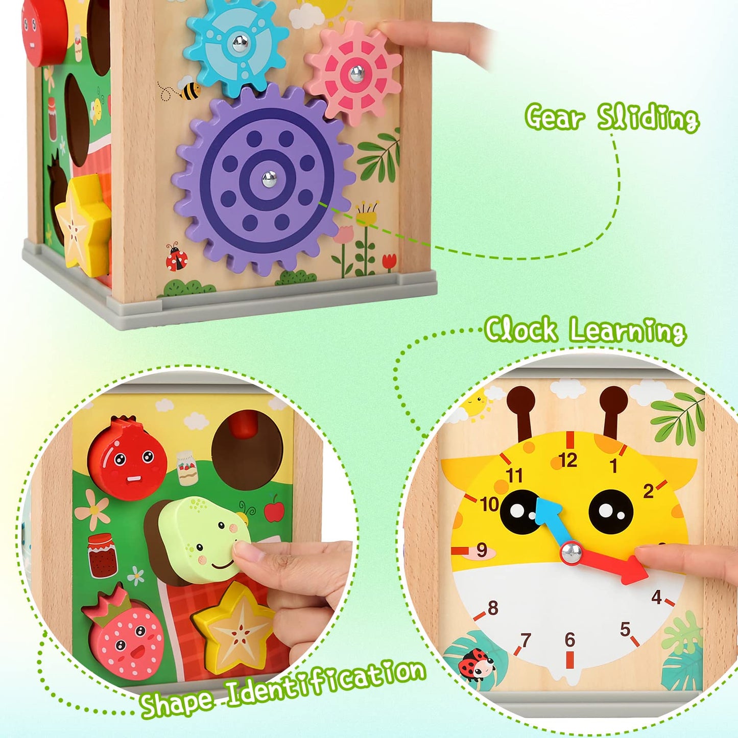 Mingnor Wooden Activity Cube Toddler Toys, 6 In 1 Montessori Toys For 12+ Months Babies, Education Learning Baby Toys With Xylop