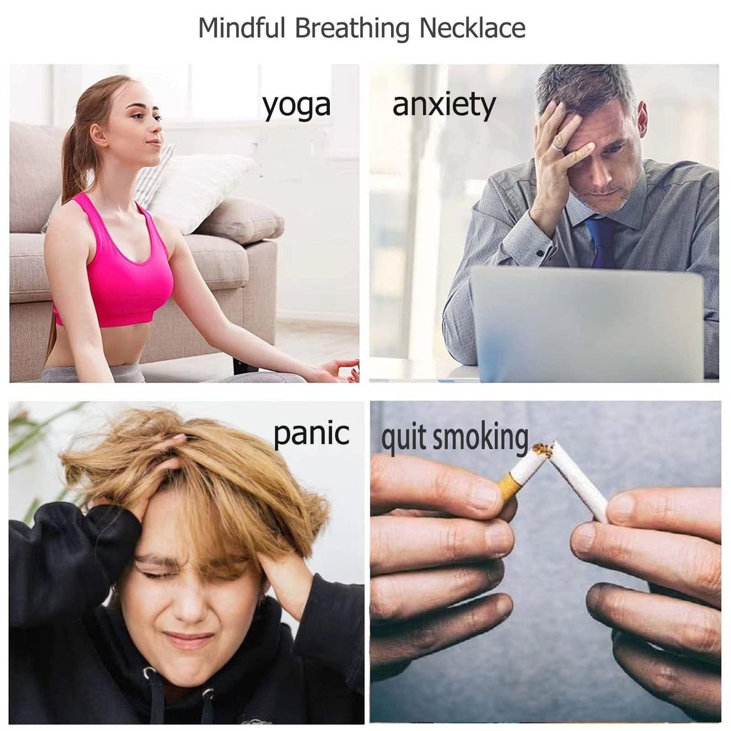 Xeyai Stainless Steel Anxiety Breathe Necklace, Anxiety Relief Items,Mindful Breathing Breathless Necklace For Anxiety, Stress,
