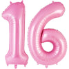 AIQINHU Pink Foil Number 16 Balloon - 40 Inch Giant Mylar Balloon for 16th Birthday Party Decorations
