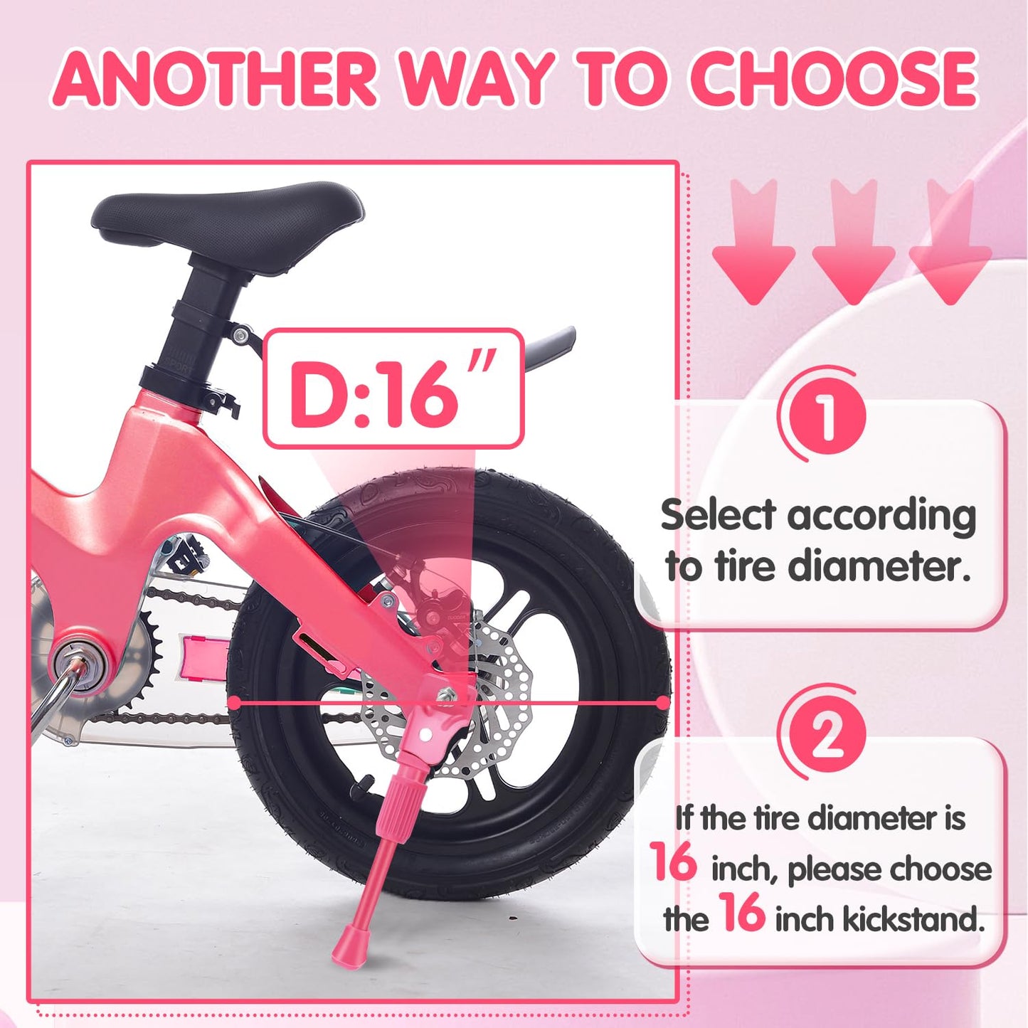 Leichten Kids Bike Kickstand For 14 Inch Wheel Children'S Bicycle Single-Side Kick Stand Rear Mount Bikes Support Racks Red