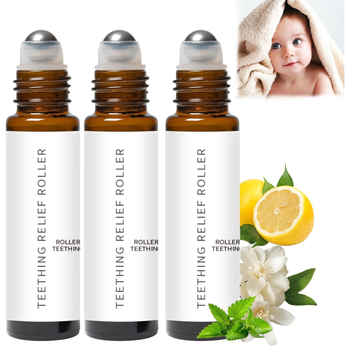 Latonyar Velaria Teething Roller 3 Pack - Natural Baby Teething Oil for Relief, Safe & Effective Solution