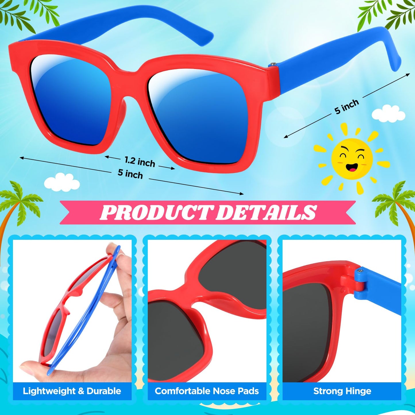 Luucio 16 Pack Kids Sunglasses Bulk, Kids Sunglasses Party Favor With Uv400 Protection, Party Favors For Kids Goodie Bags, Summer Beach Party Favors, Pool Party Favors For Kids Age 3-8