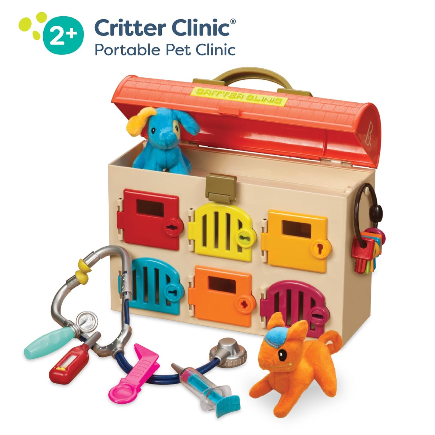 B. toys- Critter Clinic- Pretend Play Toy Vet Set For Toddlers, Kids - Pet Care Set- Vet Clinic - 2 Years +