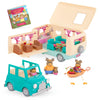 Lil Woodzeez - 53 Pcs Happy Camper Playset - Moose Family, Detachable Toy Vehicle & RV Trailer - Dollhouse Furnitures & Accessor