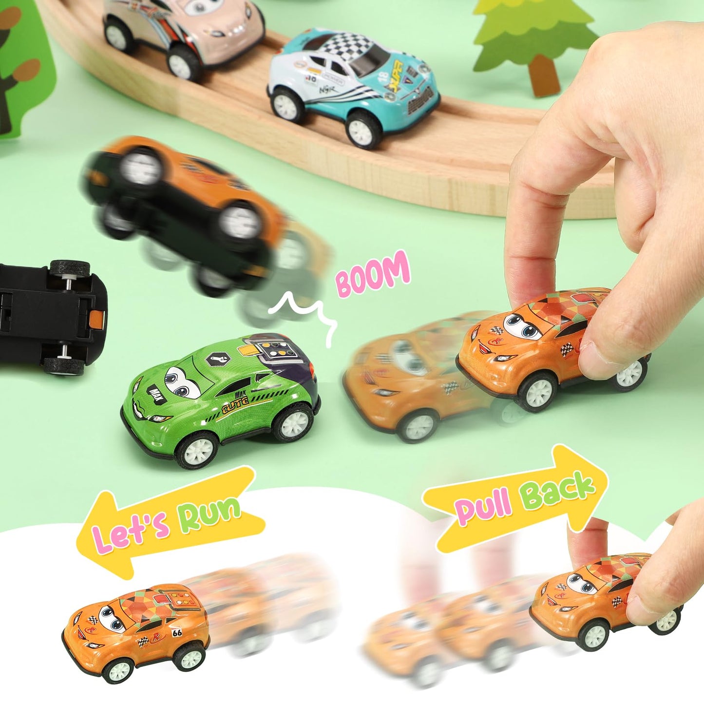 SevenQ Toy Cars for Kids Ages 4-8, 30Pcs Pull Back Cars Playses with Storage Bags, Race Car Party Favors for Toddler Boys Girls