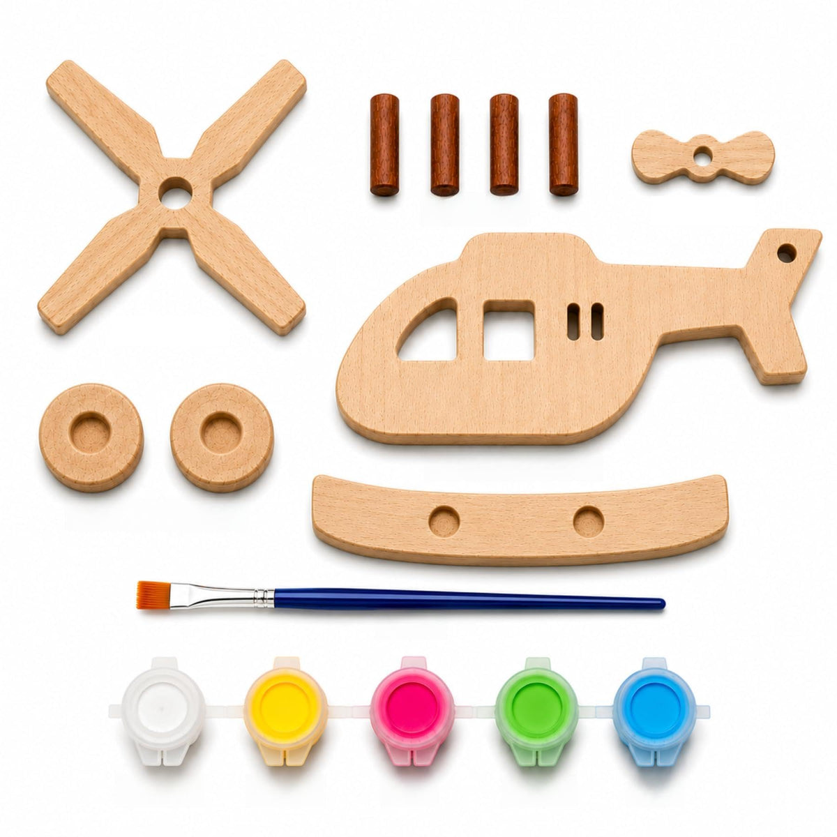 Woodling Diy Wooden Spinner Top Painting Kit For Kids | Paint Your Own Spinning Tops | Complete Craft Activity Set With 5 Mdf Di