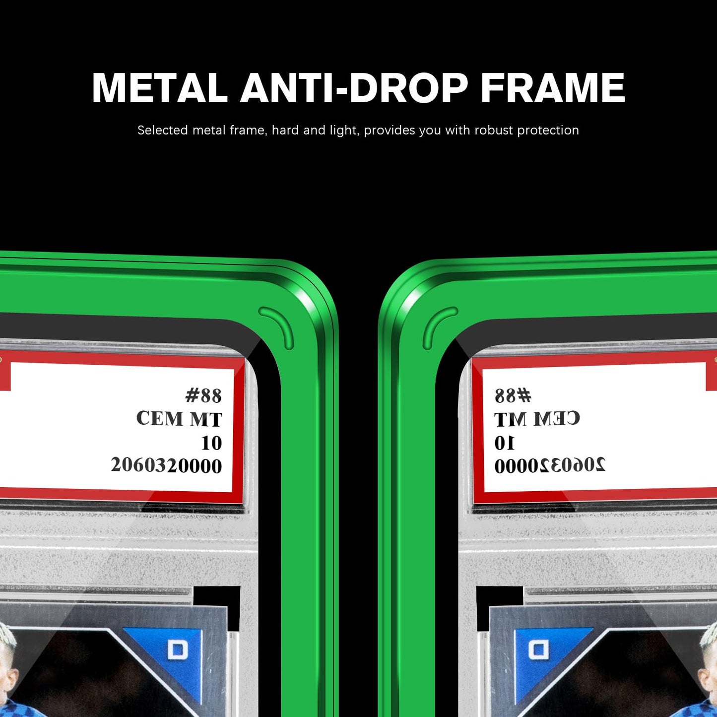 Magenetic Trading Card Slab Protector - enhanced Aluminum Graded Card Showcase Graded Slab Protector with UV-Resistant Tempered Glass Personalized Slab Bumper for Collectors Gradient green