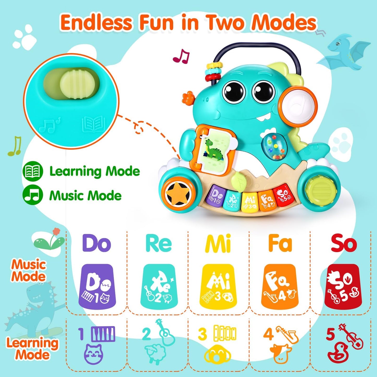 Witalent Baby Toys 6-12 Months Dinosaur Piano Music Light Up Toys For 1 Year Old Boys Girls Infant Toys For 7 8 9 10 12 18 Months Interactive Piano Keyboard Toys Baby Christmas 1St Birthday Gifts