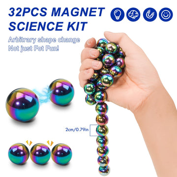 32 Pcs Magnetic Balls Fidget Toy mature-themed Fidget Toys Science Kit for Anxiety Relief Office Desktop Decoration Anti Anxiety Executive Desk Toys Building Crafts for Teens Party Favors Gift(Colorful)