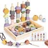 Montessori Toys For 3 Year Old - Wooden Lacing Beads & Stacking Blocks Toys For 3 4 5 Year Old Girl Boy Easter Birthday Gifts, Preschool Learning Activities With Beads Sequencing Set For Toddler 2-4