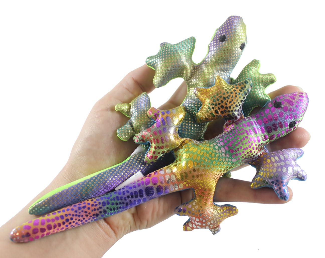 Set Of All 4 Colors - Lizard Sand Filled Animal Toy - Heavy Weighted Sandbag Animal Plush Bean Bag Toss - Shimmering Gecko Senso