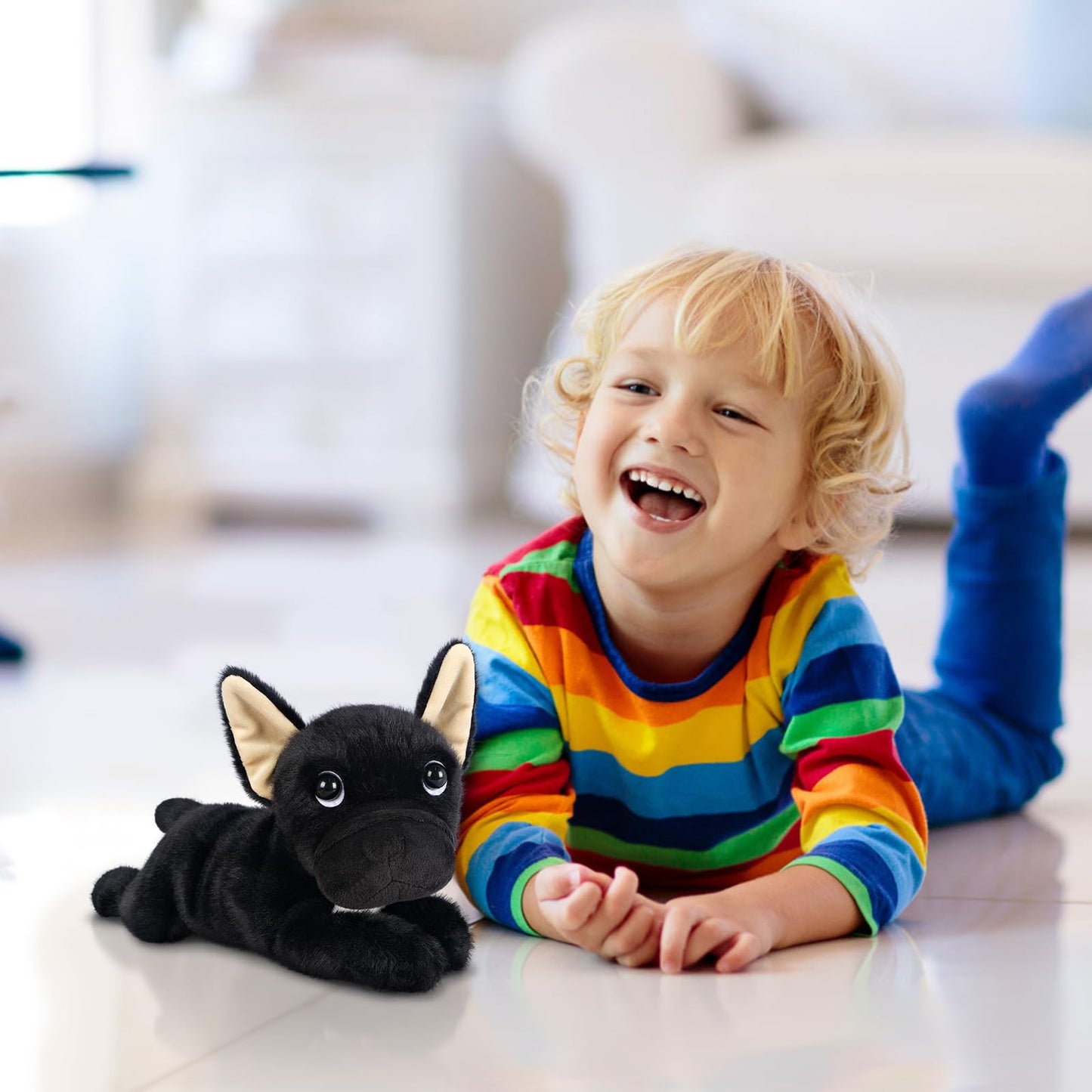 SuzziPals Black Dog Plush Toy - Heatable & Coolable Microwavable Heating Pad for Soothing Relaxation, Model PALS-64