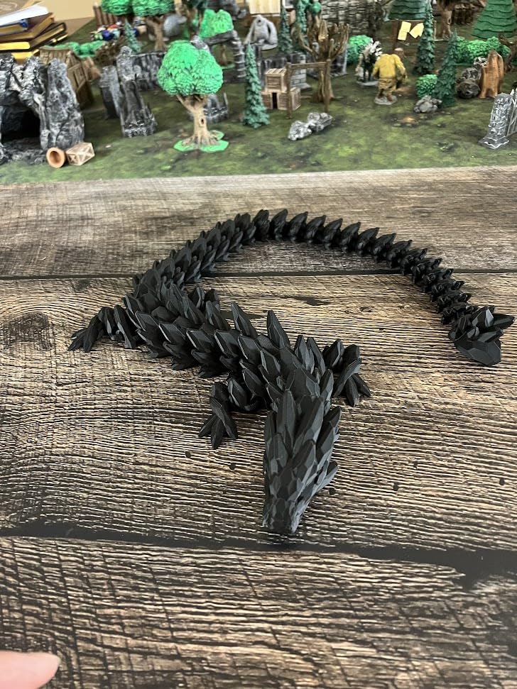 Munnygrubbers - Xl 26' Crystal Dragon Fidget Toy - Heavy Duty - 3D Printed Flexible Articulating Dragon Plastic Collectible Figurine - Surprise Egg Compatible - (Green Dragon)