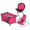 The New York Doll Collection Pink Hearts Mega Play Set for 18-inch Dolls - High Chair, 3-in-1 Bouncer & Pack N Play - Small